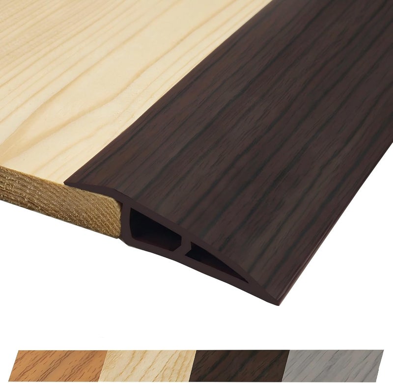 Maxiroc 1/2" to 3/5" Height Threshold Ramp - Rubber Threshold, Floor Transition Strip, Door Strip, Wheelchair Ramp, Carpet to Tile Strip (Ebony Walnut, 80 inches) - Image 1
